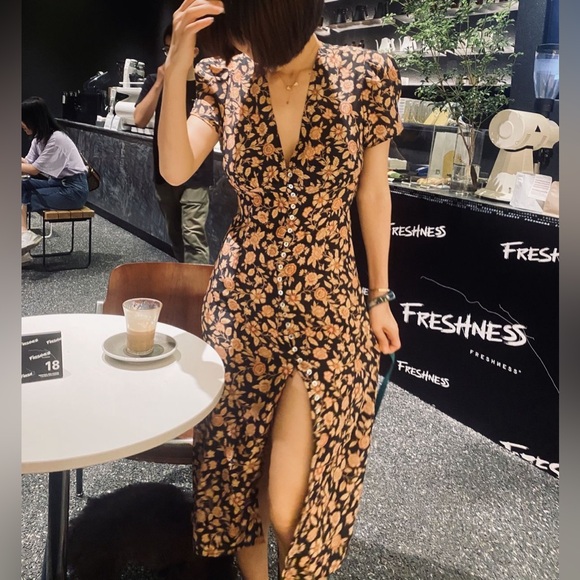 Realisation The Monica Silk Floral Midi Dress Fantasy Black Pink Small EUC - Picture 8 of 14